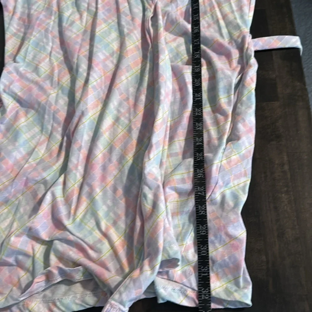 Vintage Laura Ashley Pastel Plaid Short Robe Size XL